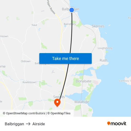 Balbriggan to Airside map