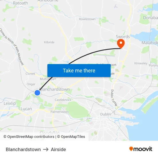 Blanchardstown to Airside map