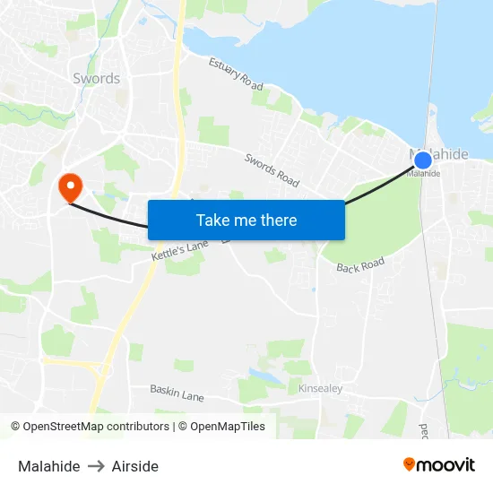 Malahide to Airside map