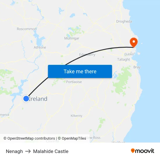 Nenagh to Malahide Castle map