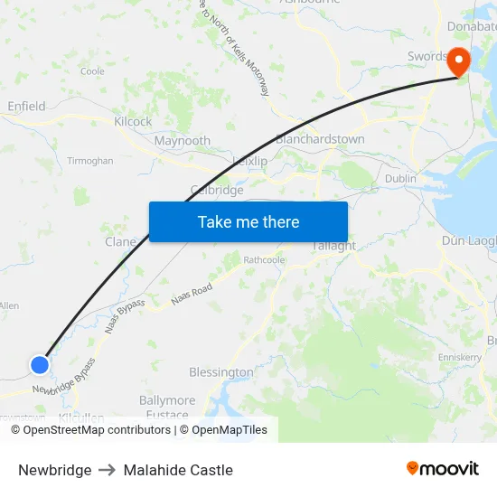 Newbridge to Malahide Castle map