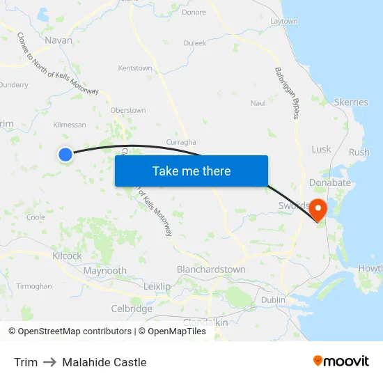 Trim to Malahide Castle map