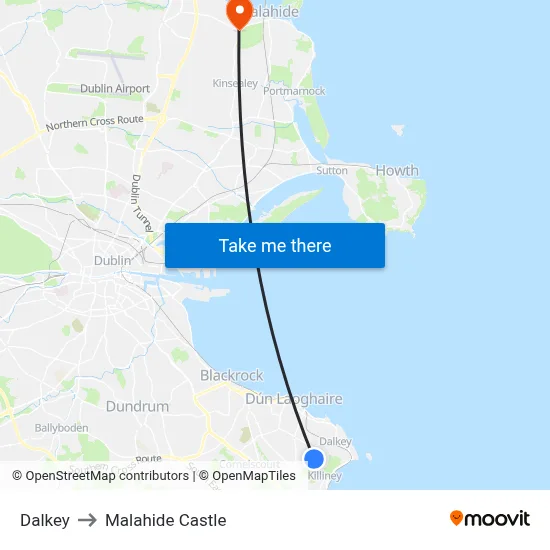 Dalkey to Malahide Castle map