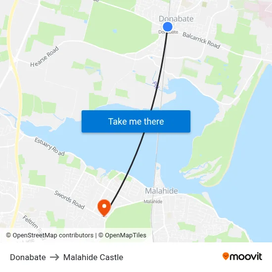 Donabate to Malahide Castle map