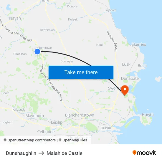 Dunshaughlin to Malahide Castle map
