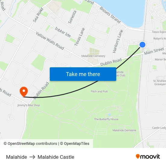 Malahide to Malahide Castle map