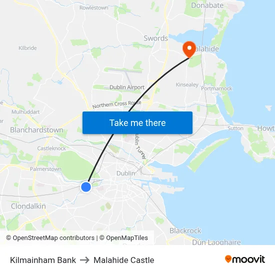 Kilmainham Bank to Malahide Castle map