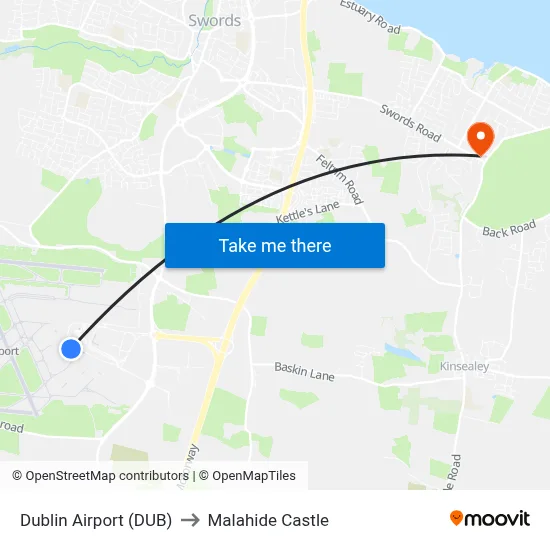 Dublin Airport (DUB) to Malahide Castle map