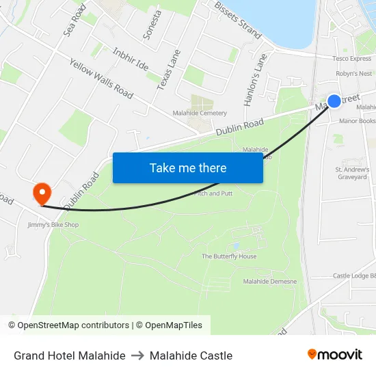 Grand Hotel Malahide to Malahide Castle map