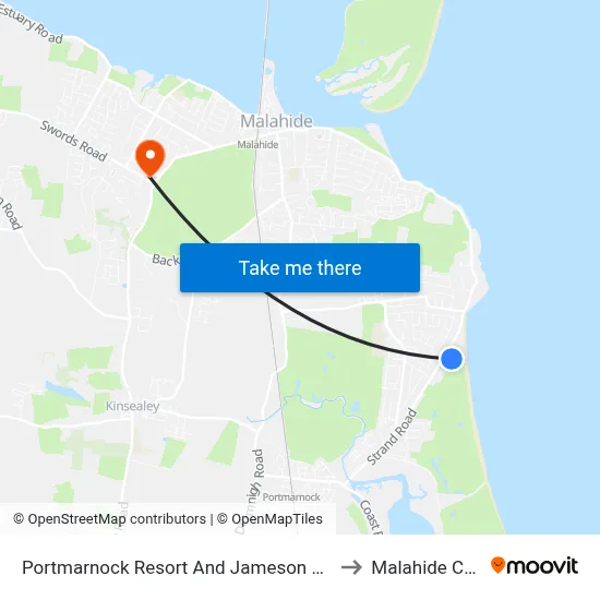 Portmarnock Resort And Jameson Golf Links to Malahide Castle map