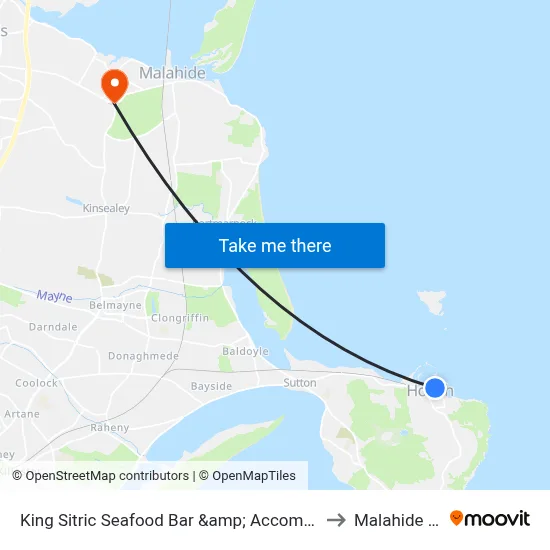 King Sitric Seafood Bar &amp; Accommodation, Howth to Malahide Castle map