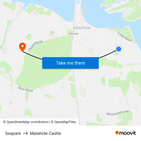 Seapark to Malahide Castle map