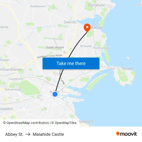 Abbey St. to Malahide Castle map