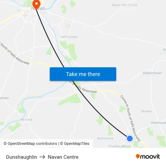 Dunshaughlin to Navan Centre map