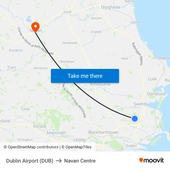 Dublin Airport (DUB) to Navan Centre map