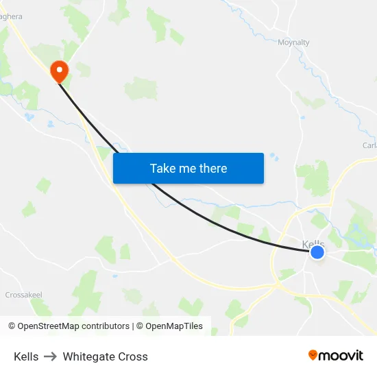 Kells to Whitegate Cross map