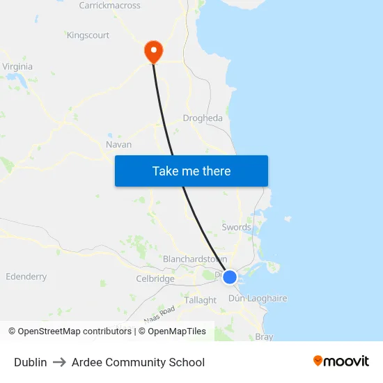 Dublin to Ardee Community School map