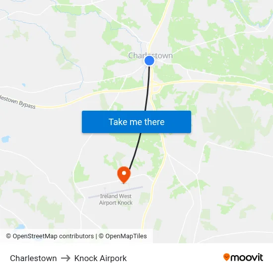 Charlestown to Knock Airpork map