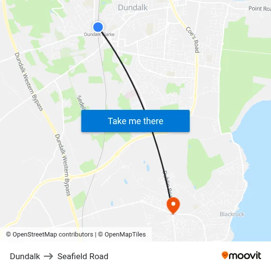 Dundalk to Seafield Road map