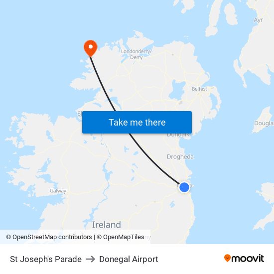 St Joseph's Parade to Donegal Airport map