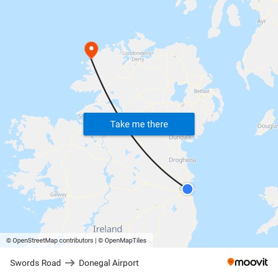 Swords Road to Donegal Airport map
