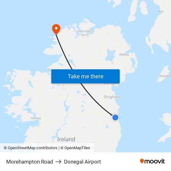 Morehampton Road to Donegal Airport map
