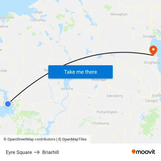 Eyre Square to Briarhill map