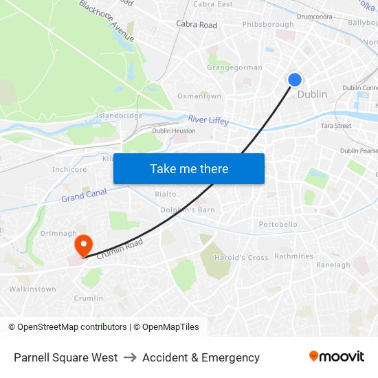 Parnell Square West to Accident & Emergency map