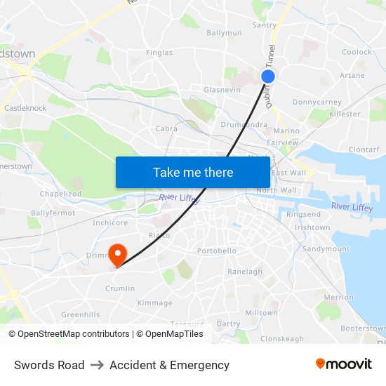 Swords Road to Accident & Emergency map
