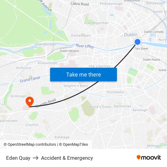 Eden Quay to Accident & Emergency map