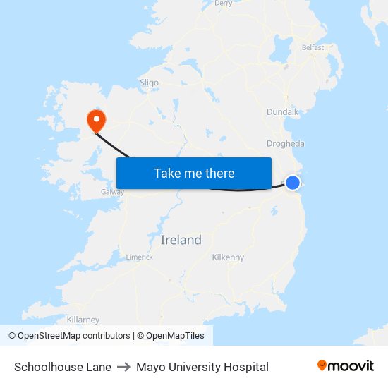 Schoolhouse Lane to Mayo University Hospital map