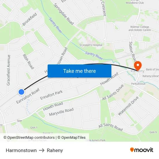 Harmonstown to Raheny map