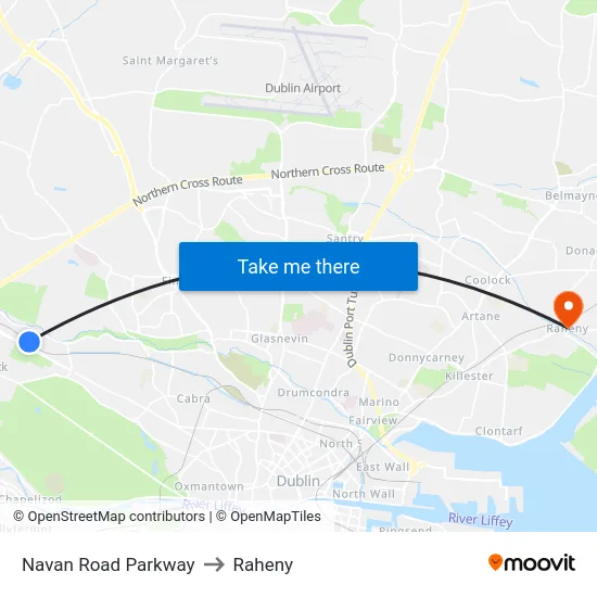 Navan Road Parkway to Raheny map
