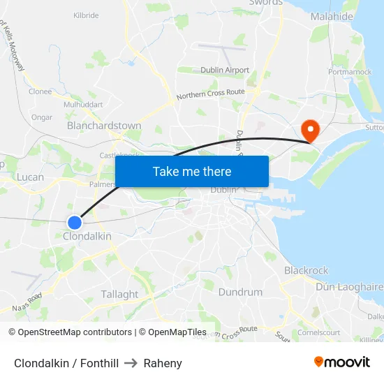 Clondalkin / Fonthill to Raheny map