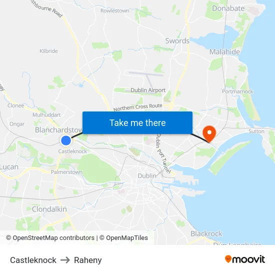 Castleknock to Raheny map