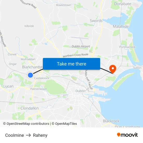 Coolmine to Raheny map
