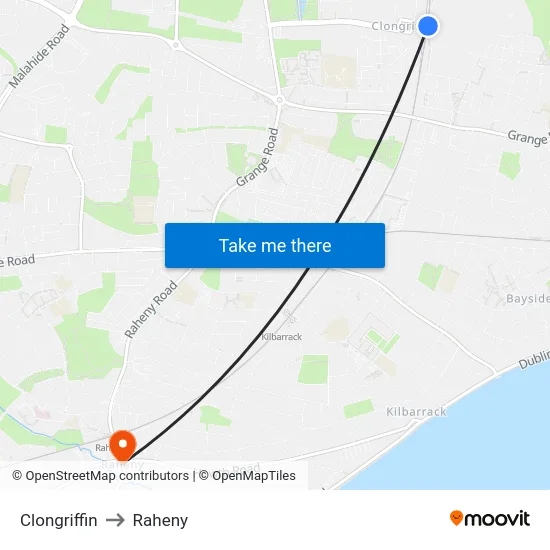 Clongriffin to Raheny map