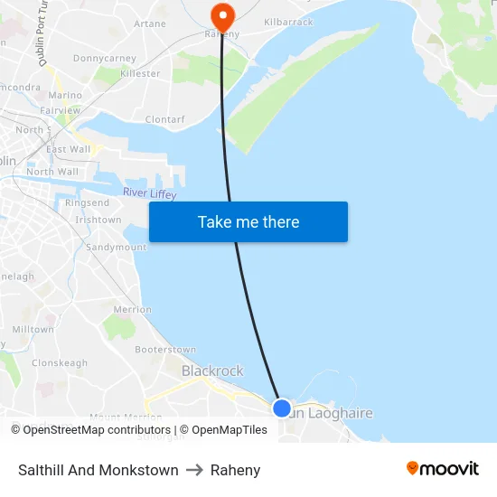 Salthill And Monkstown to Raheny map