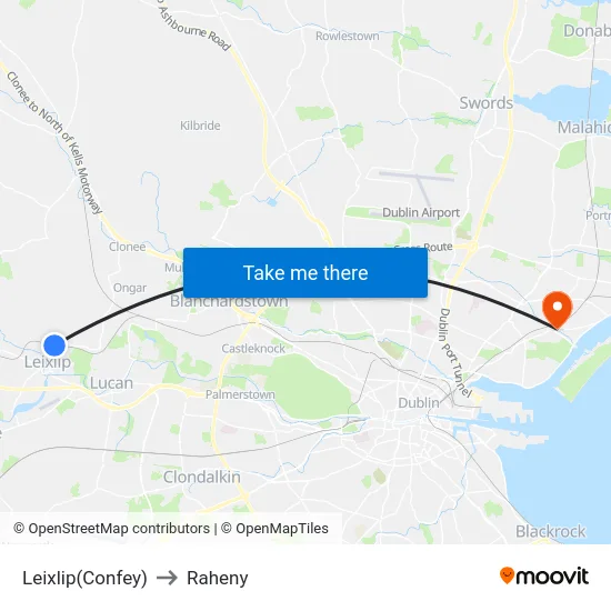 Leixlip(Confey) to Raheny map