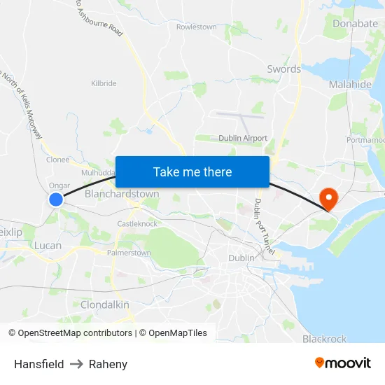 Hansfield to Raheny map