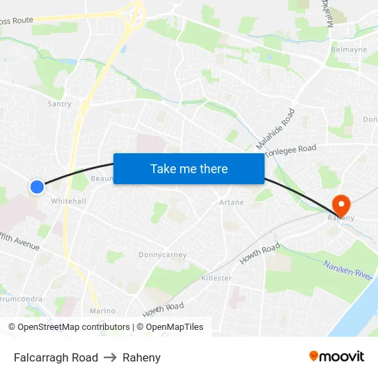 Falcarragh Road to Raheny map