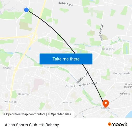 Alsaa Sports Club to Raheny map