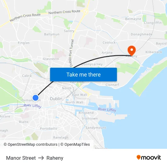 Manor Street to Raheny map