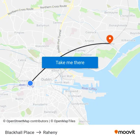 Blackhall Place to Raheny map