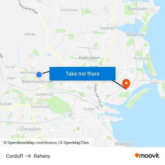 Corduff to Raheny map