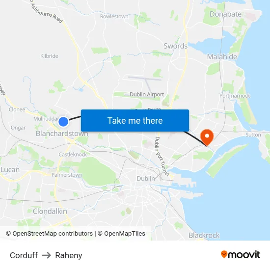 Corduff to Raheny map