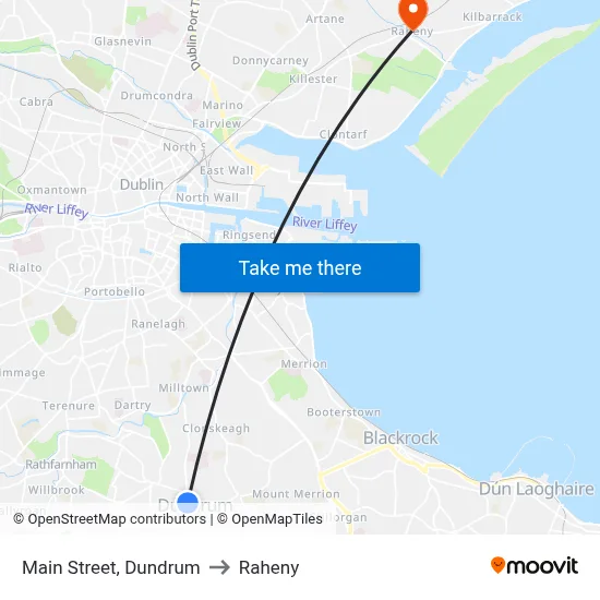 Main Street, Dundrum to Raheny map