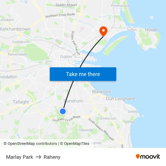 Marlay Park to Raheny map