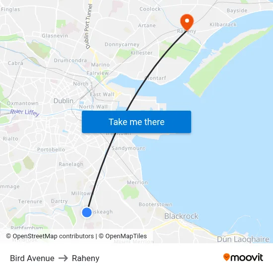 Bird Avenue to Raheny map