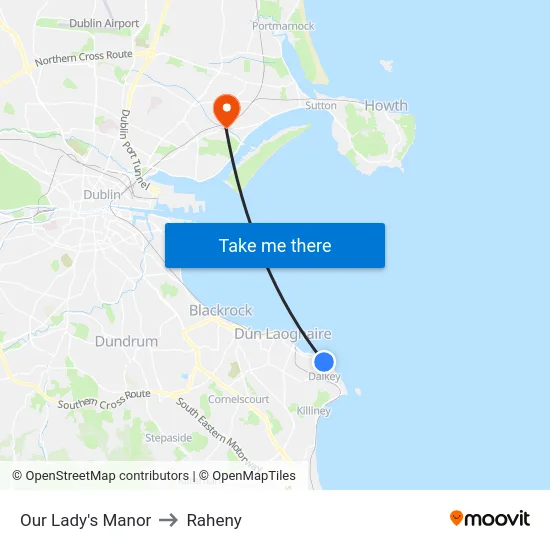 Our Lady's Manor to Raheny map